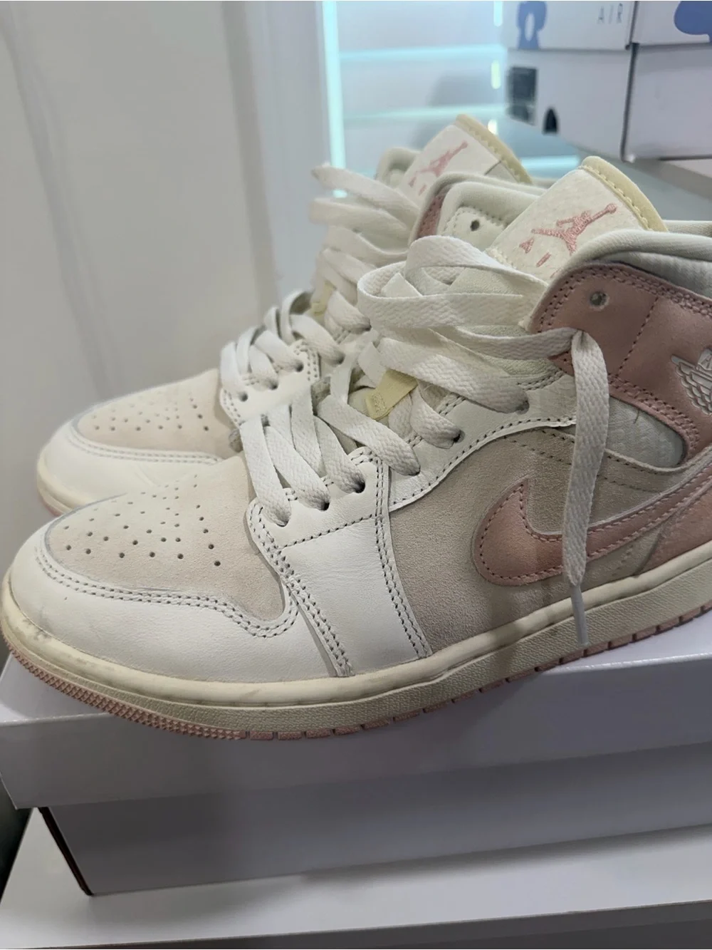 Nike Air Jordan 1 High Pink & Cream Suede Sneakers